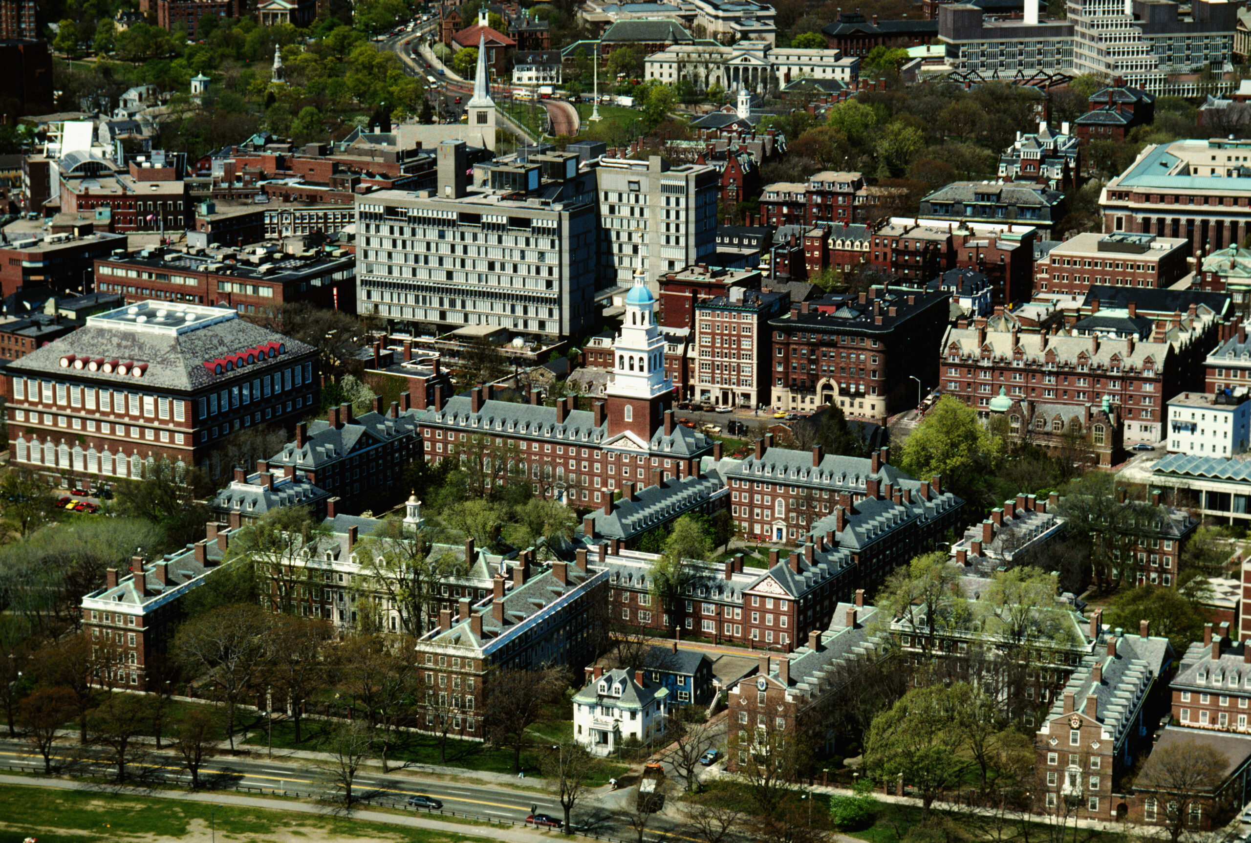 Arial shot of Havard University, Cambridge, MA