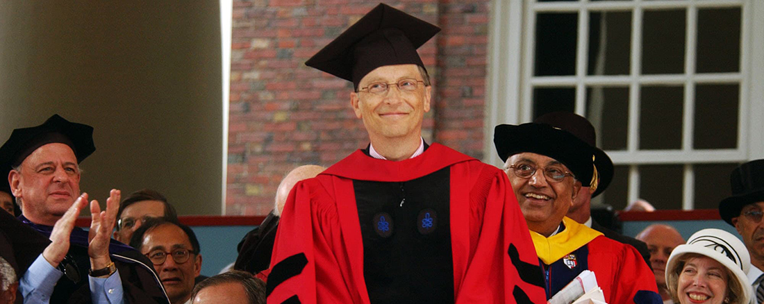 Microsoft co-founder and Chairman Bill Gates receives applause during commencement ceremonies at Harvard University.