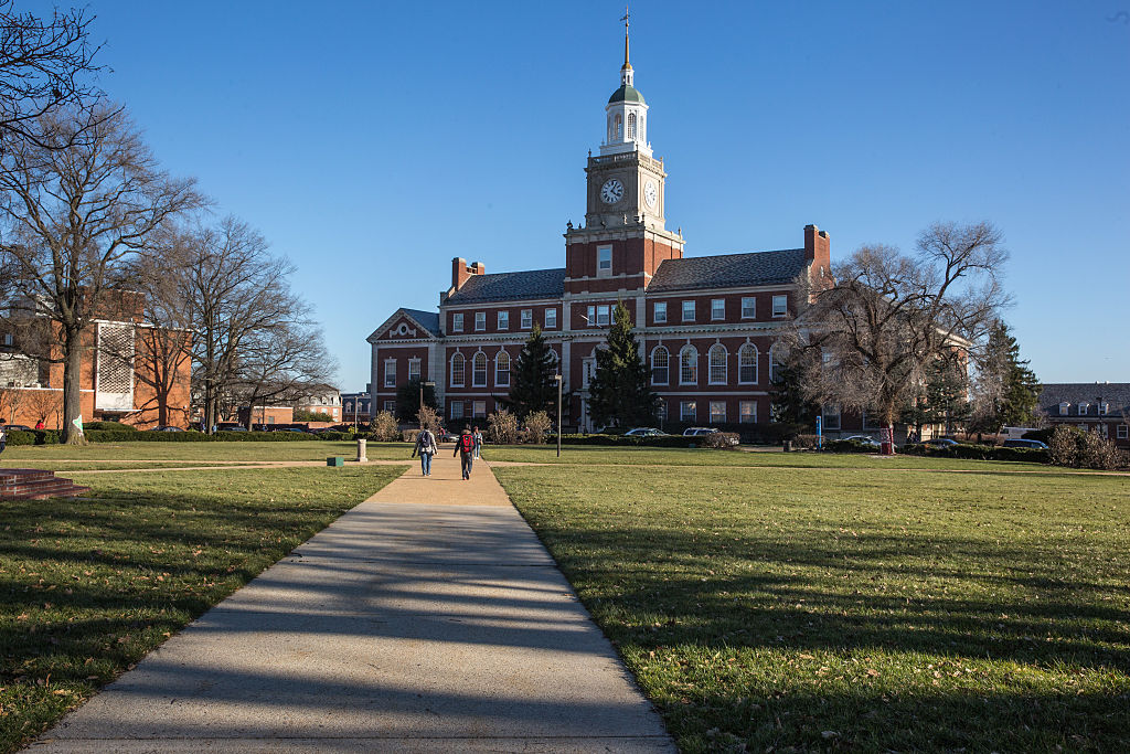 The Founder's Library at Howard University campus in Washington, DC, on a sunny winter's day.