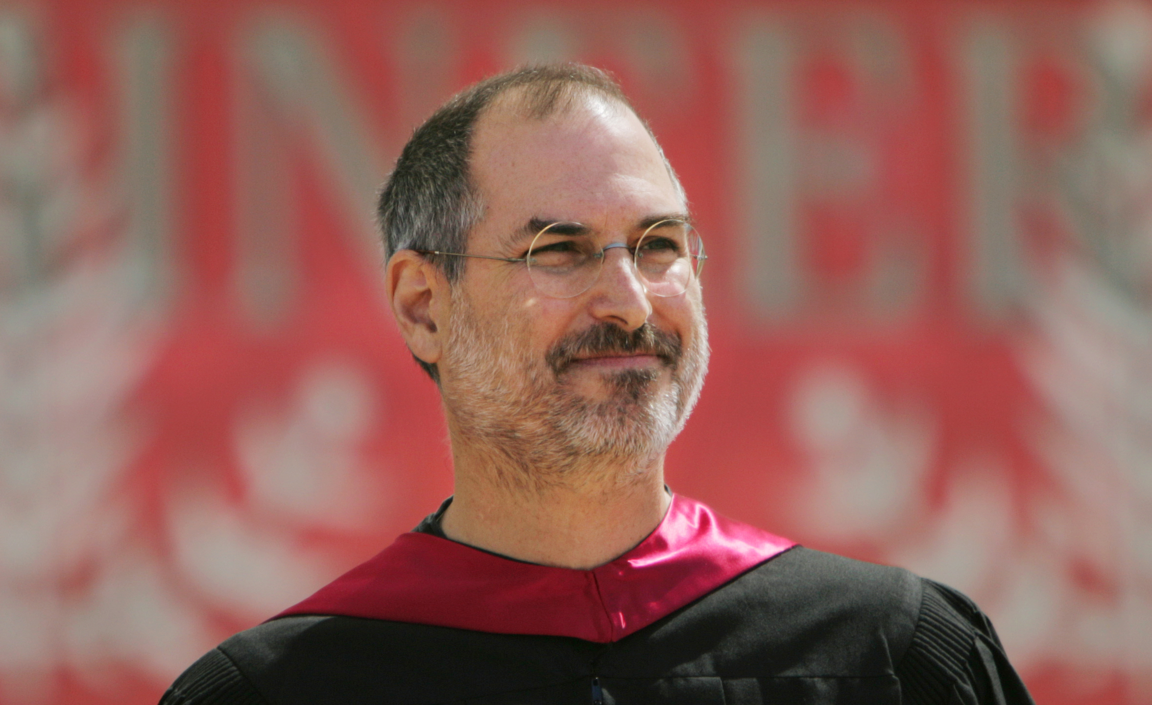 Steve Jobs speaks during the 114th commencement at Stanford University in Stanford, California