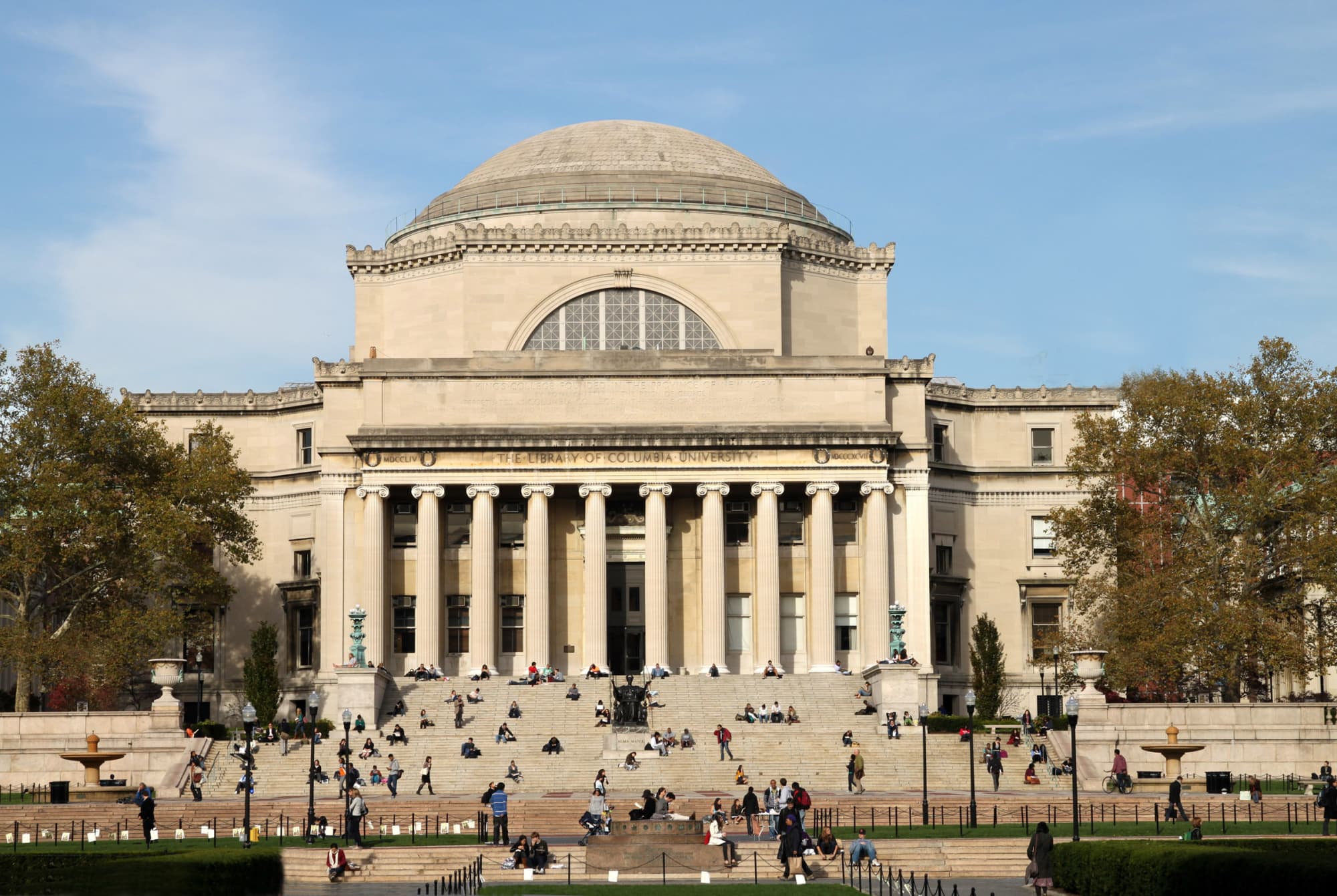 Low Memorial Library on the Columbia University campus in New York City. Columbia was one of several elite U.S. universities included in a lawsuit that charged these schools with violating antitrust laws and violating need-blind admissions policies.