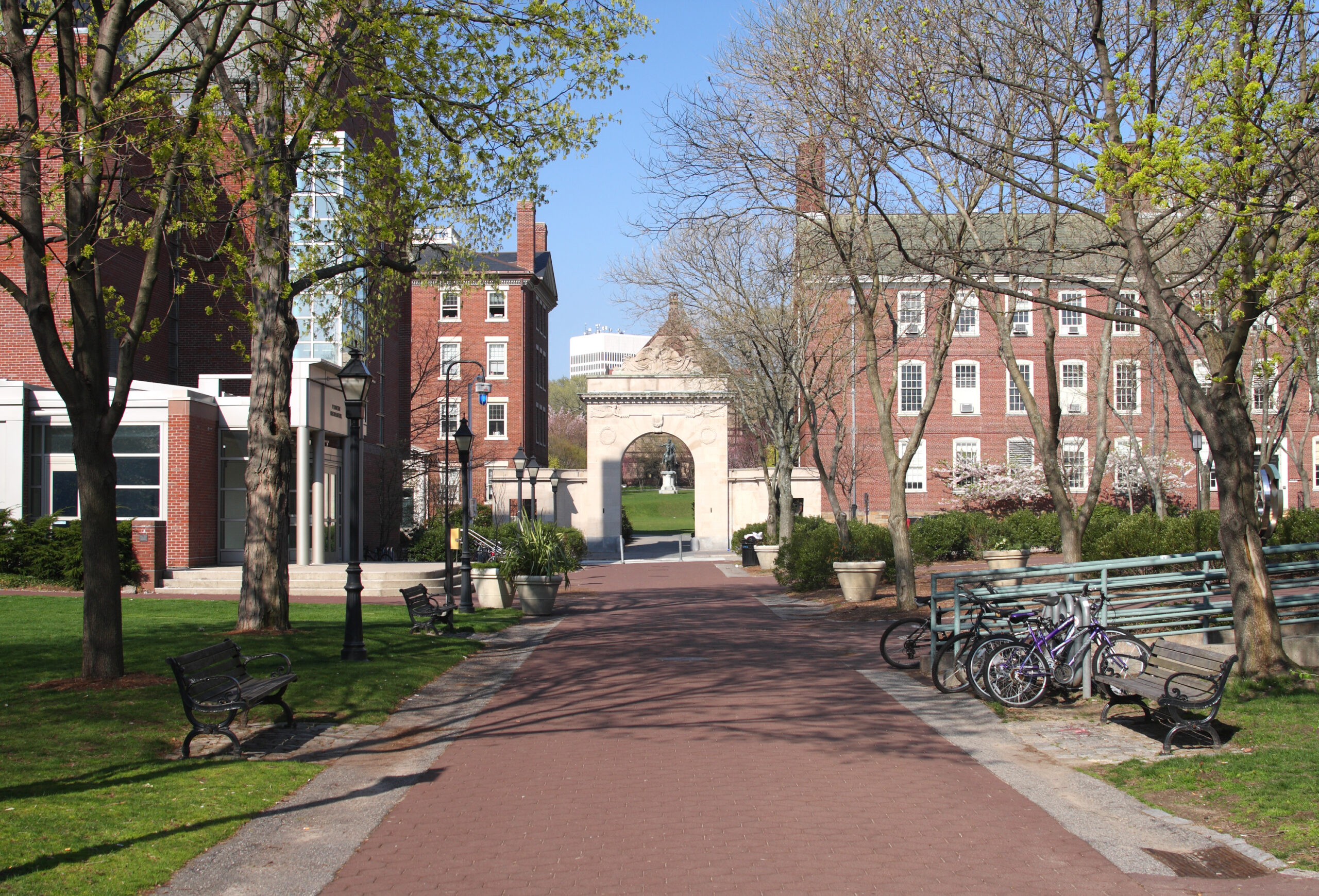 Brown University campus in Providence, Rhode Island, on a sunny fall day.