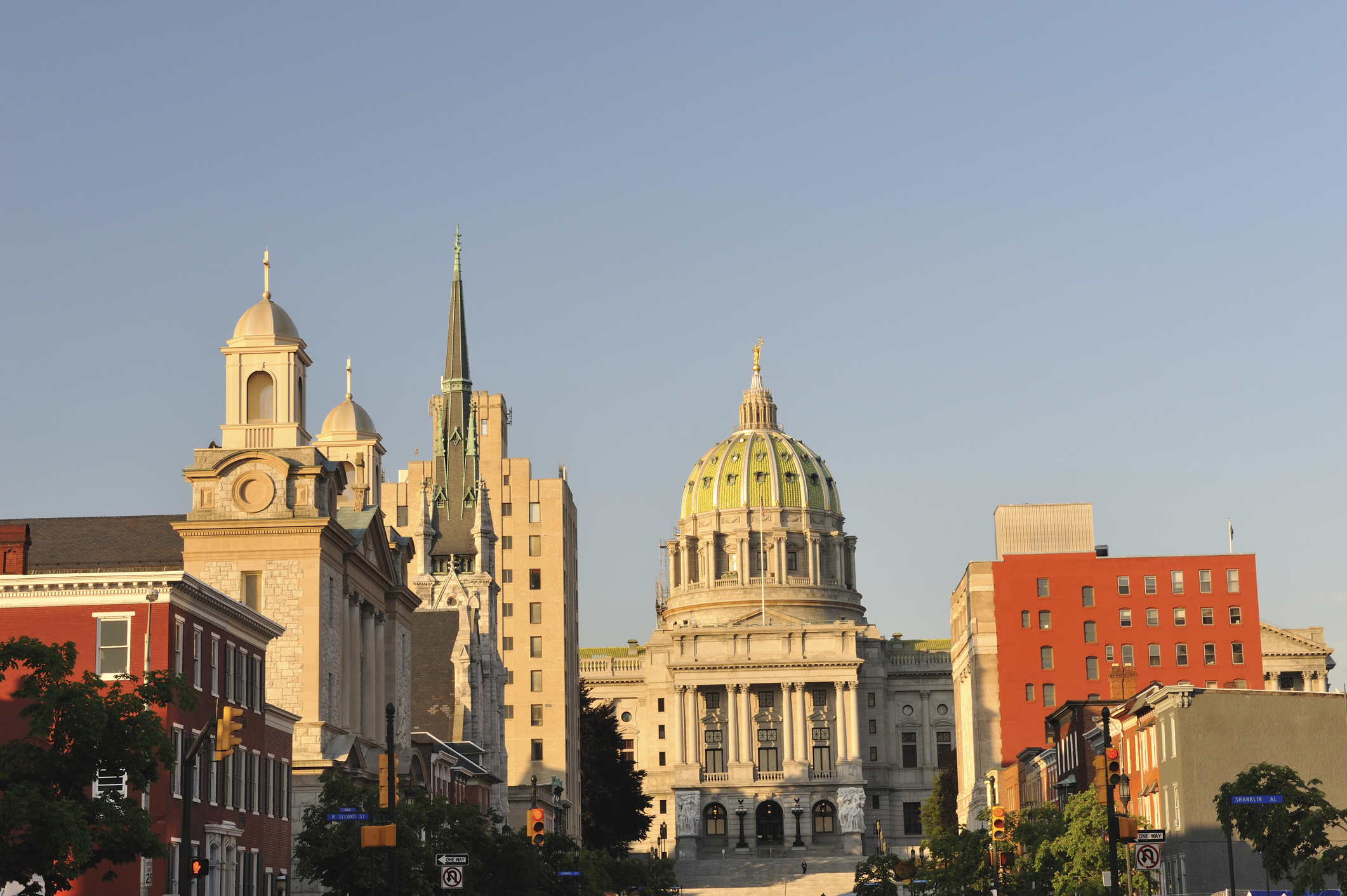 Harrisburg, the State Capital of Pennsylvania at sunset