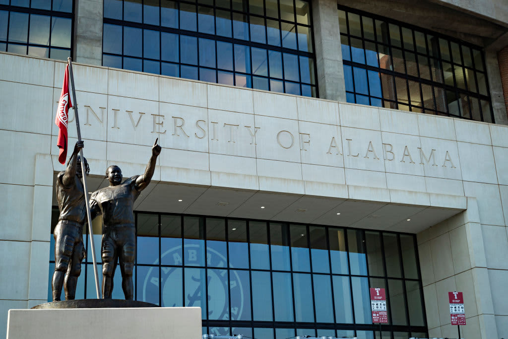 Exterior of Bryant-Denny Stadium on the University of Alabama campus in Tuscaloosa, Alabama.