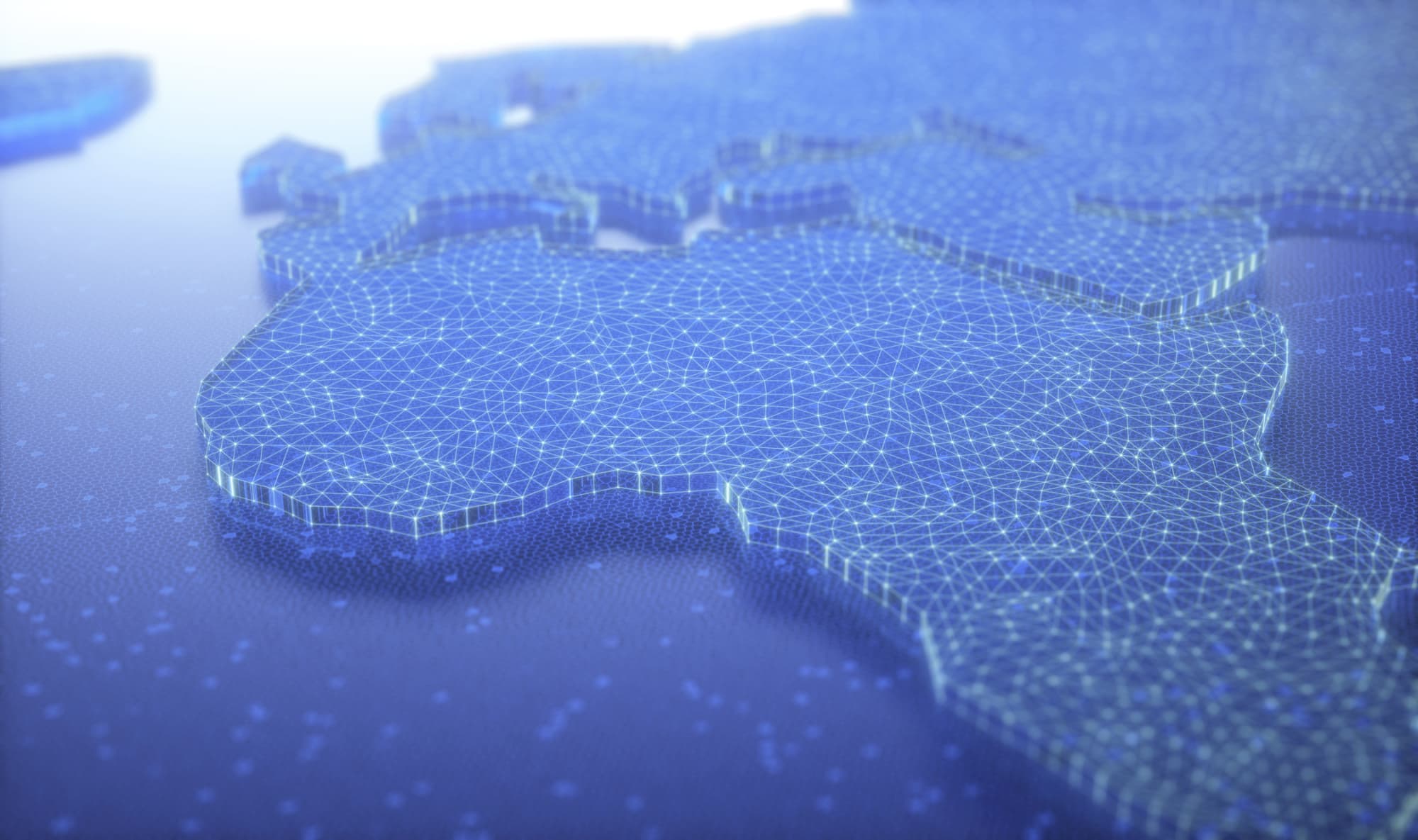 A map of Africa stylized in all blue CGI. It looks like an Iceberg