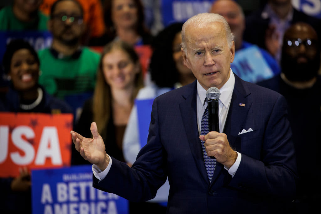 U.S. President Joe Biden speaks during a Democratic National Committee event at the headquarters of the National Education Association on September 23, 2022 in Washington, DC. The president urged supporters to vote in the upcoming midterm elections this November.