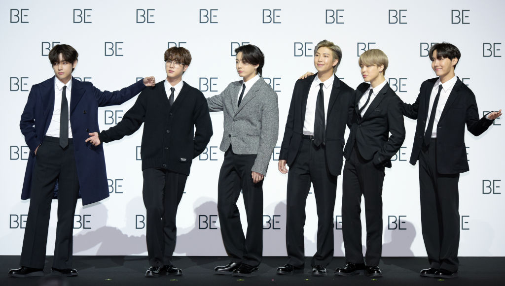SEOUL, SOUTH KOREA - NOVEMBER 20: BTS during BTS's New Album 'BE (Deluxe Edition)' Release Press Conference at Dongdaemun Design Plaza on November 20, 2020 in Seoul, South Korea. (Photo by The Chosunilbo JNS/Imazins via Getty Images)