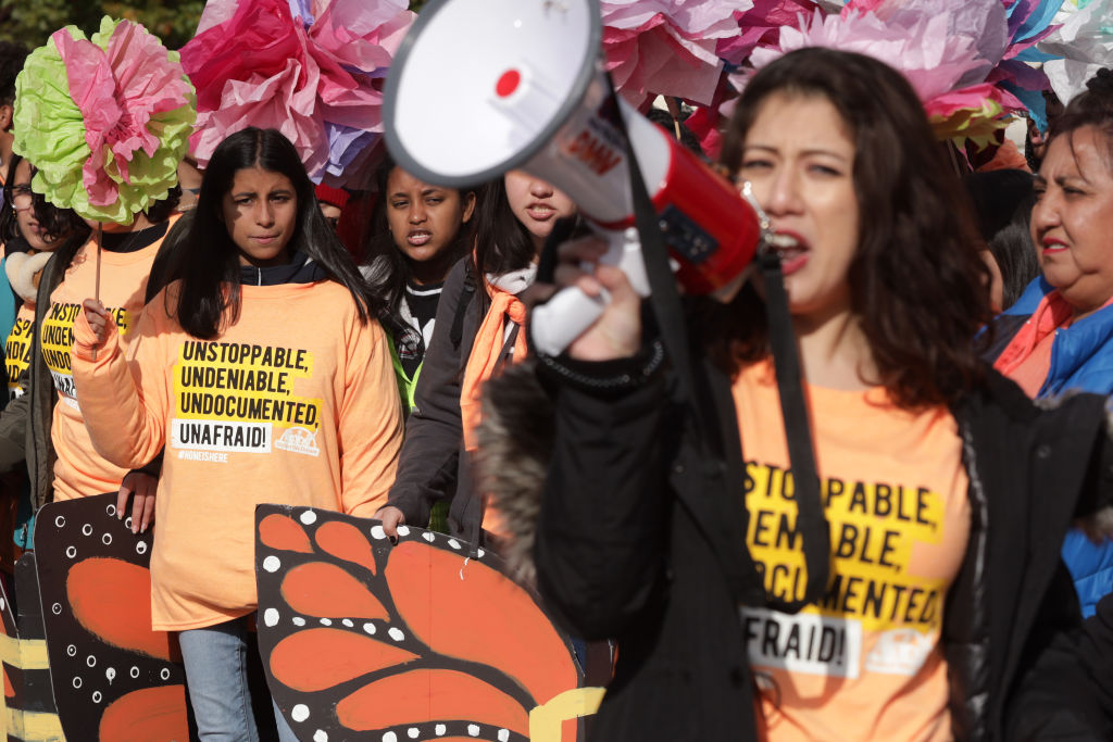 WASHINGTON, DC - NOVEMBER 08: Student immigration activists participate in a rally defending Deferred Action for Childhood Arrivals (DACA) in front of the Supreme Court after they walked out from area high schools and universities November 8, 2019 in Washington, DC. The Supreme Court will hear oral arguments on President Donald Trump’s decision of ending the DACA program on November 12, 2019. (Photo by Alex Wong/Getty Images)