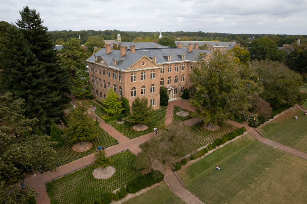 WILLIAMSBURG, VA - OCTOBER 25: The campus of the College of William &amp; Mary is seen from above, Monday, October 25, 2021 in Williamsburg, Virginia. (Photo by Julia Rendleman for The Washington Post via Getty Images)