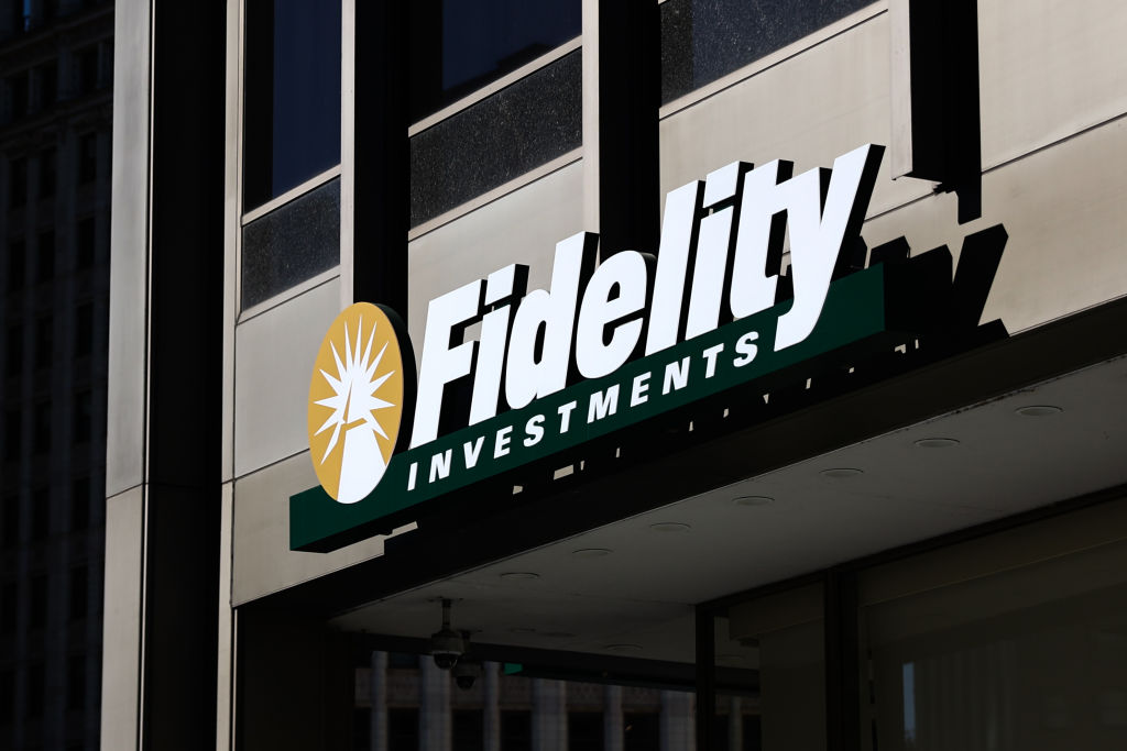 Fidelity Investments logo is seen on the building in Chicago, United States on October 19, 2022. (Photo by Jakub Porzycki/NurPhoto via Getty Images)