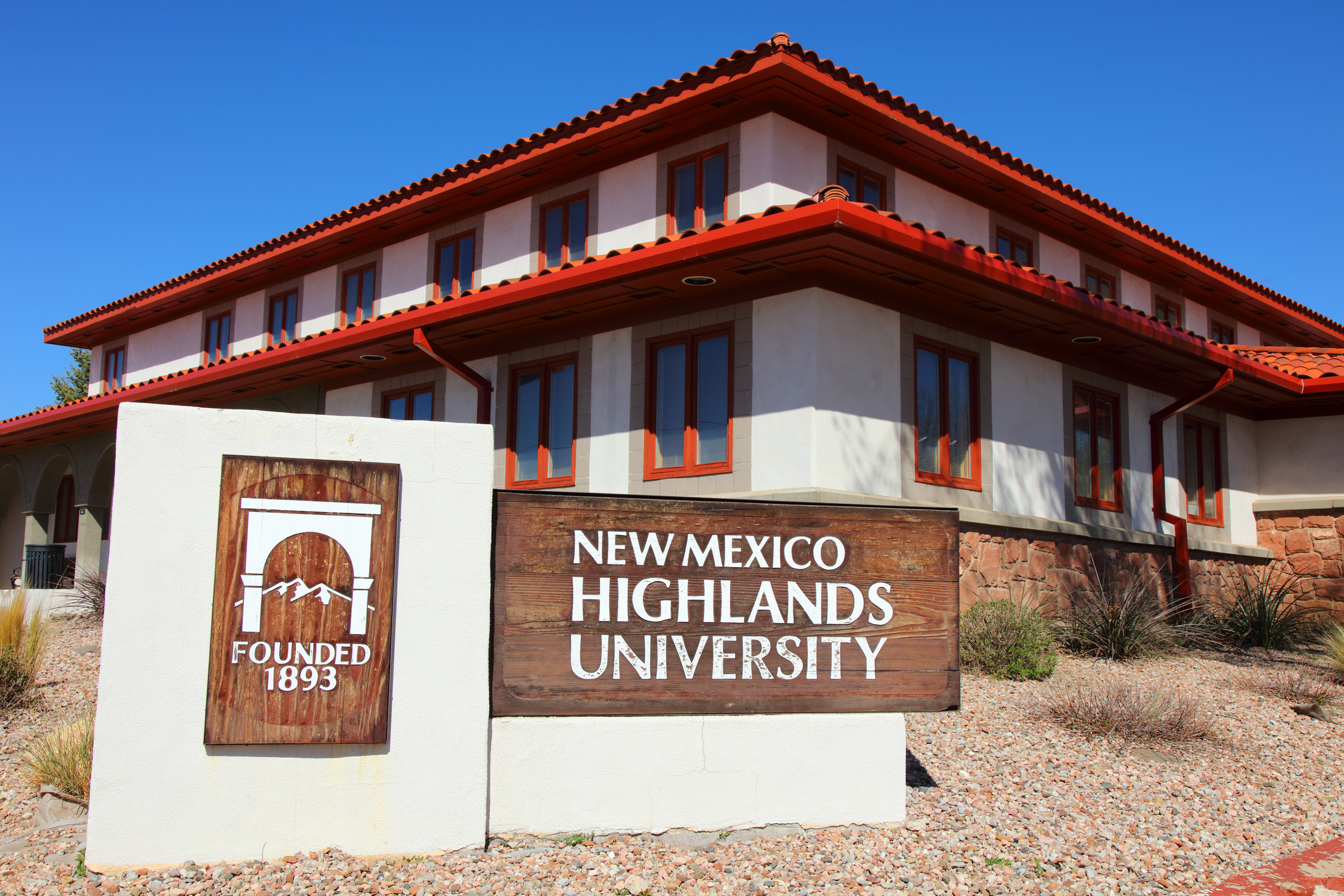 Las Vegas, New Mexico, USA - April 22, 2018: Daytime view of the front entrance main campus Felix Martinez Student Services Center