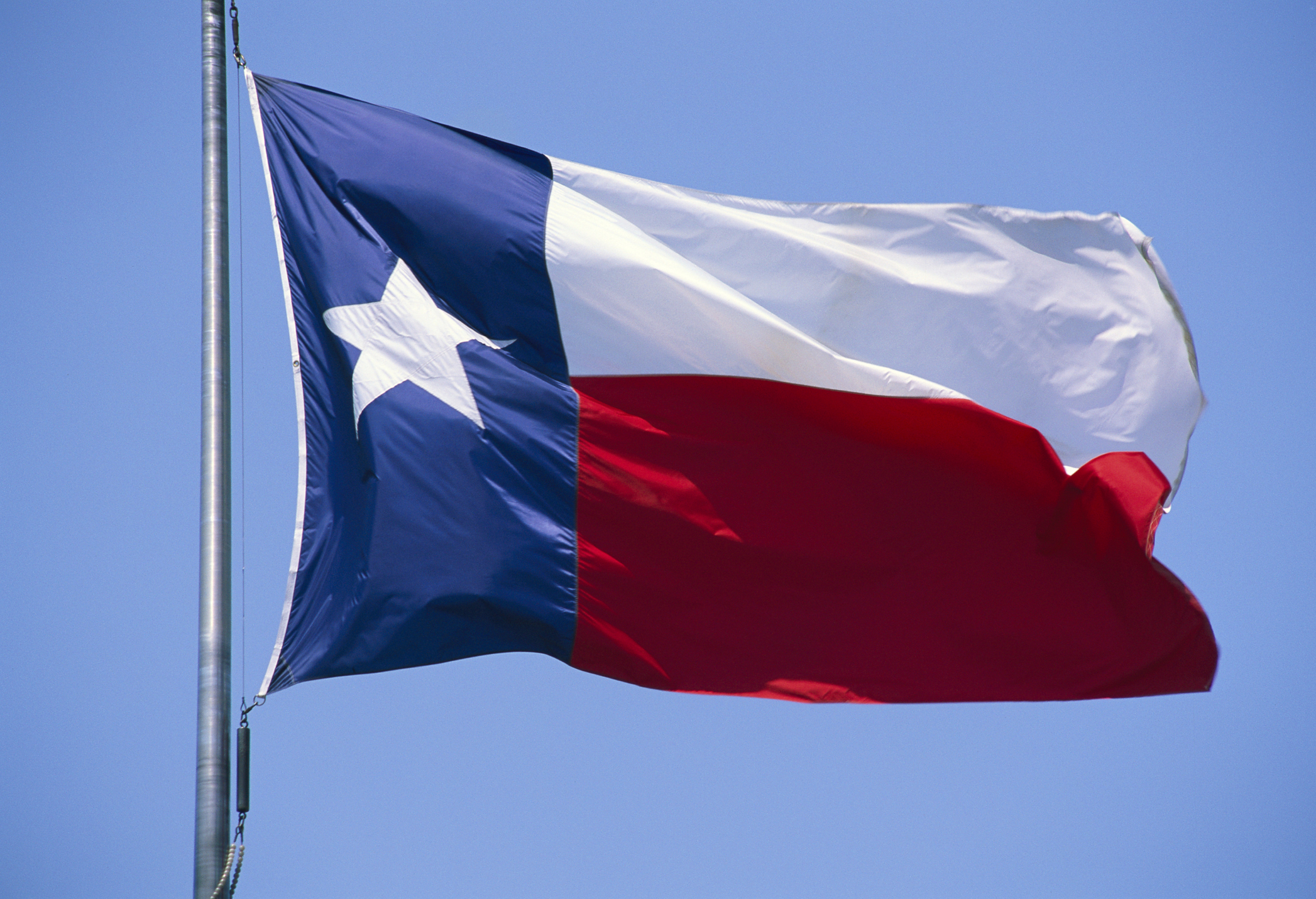 Texas State Flag Blowing in Breeze