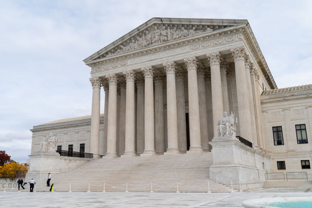 WASHINGTON, D.C. - OCTOBER 31: The Supreme Court in Washington, D.C. on October 31, 2022. The Supreme Court is again examining whether universities may consider race when trying to build diverse student bodies, reviewing admissions policies at Harvard University and the University of North Carolina. (Eric Lee for The Washington Post via Getty Images)