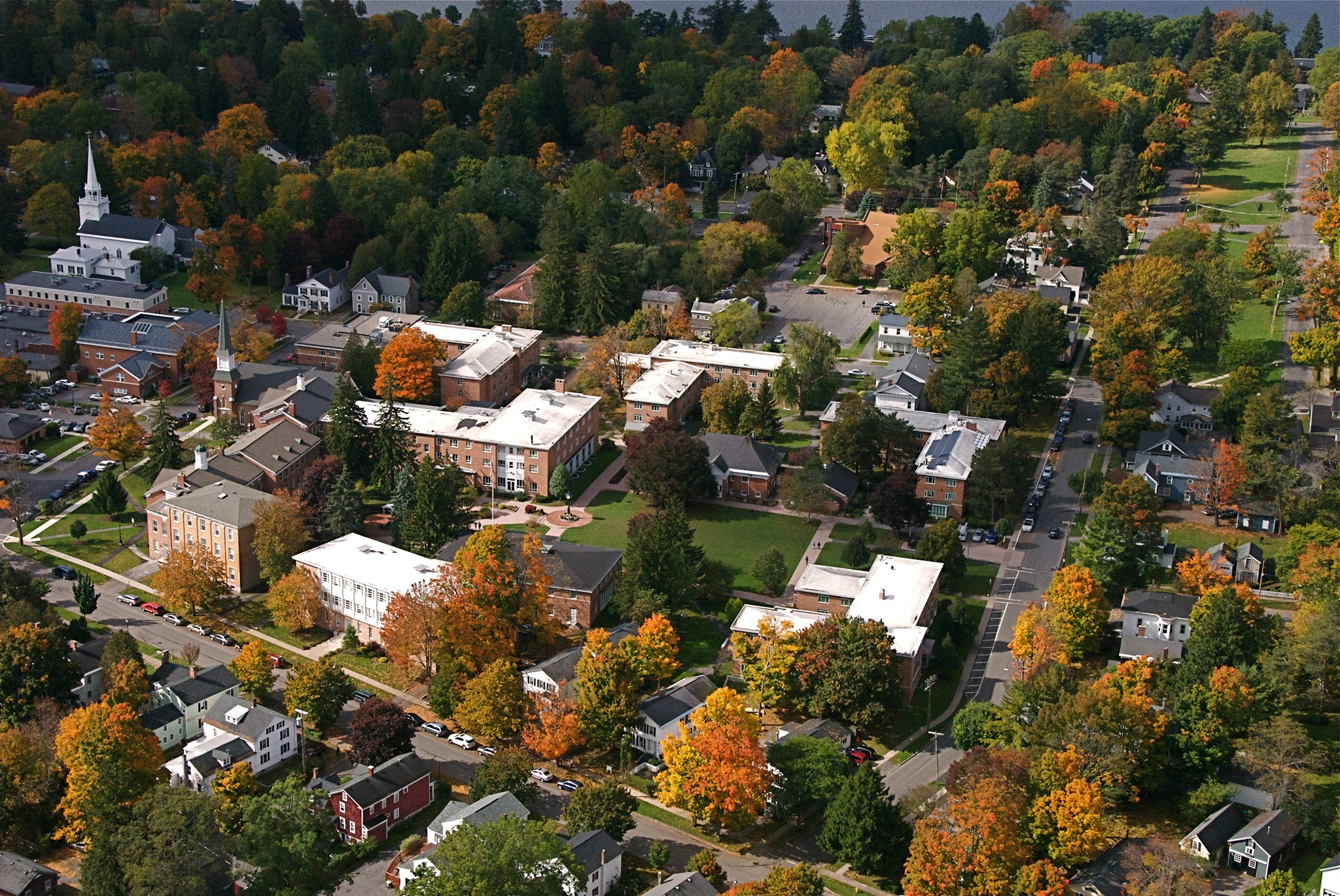 An aerial picture of Cazenovia College's Campus