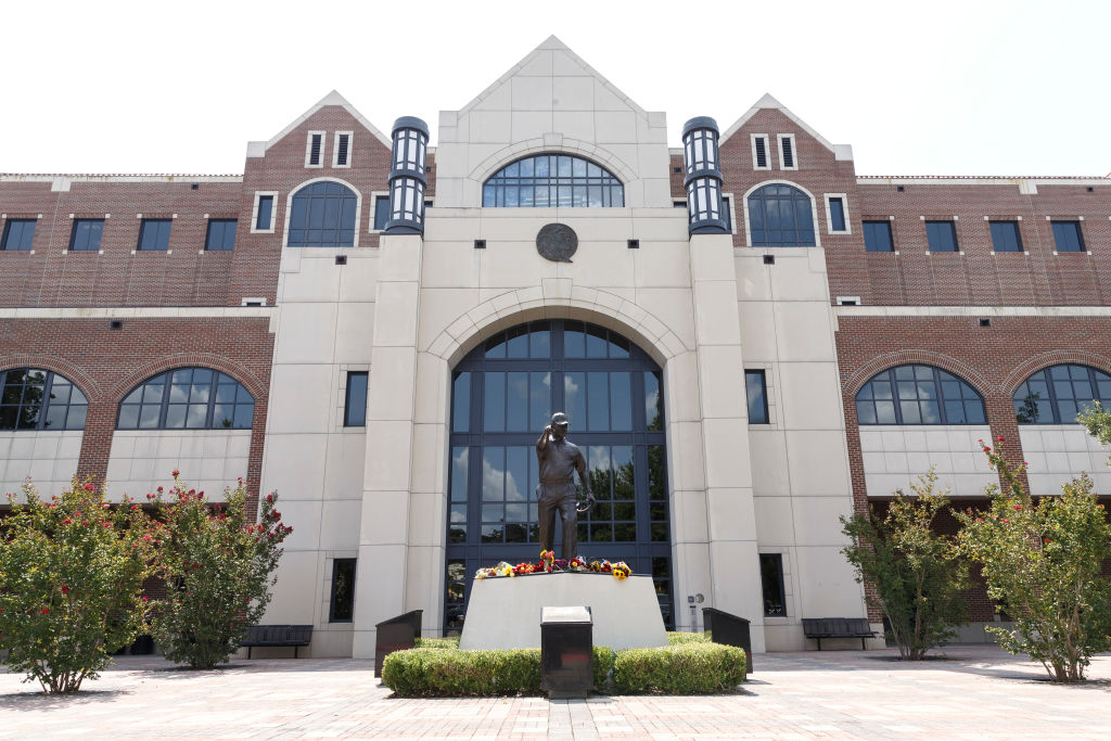 A view of the Bobby Bowden statue at Florida State University.