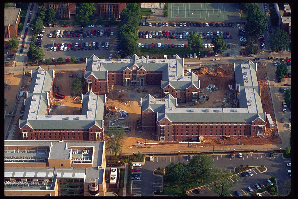 An aerial view of student dormitories at Georgia Tech University in Atlanta, Georgia.