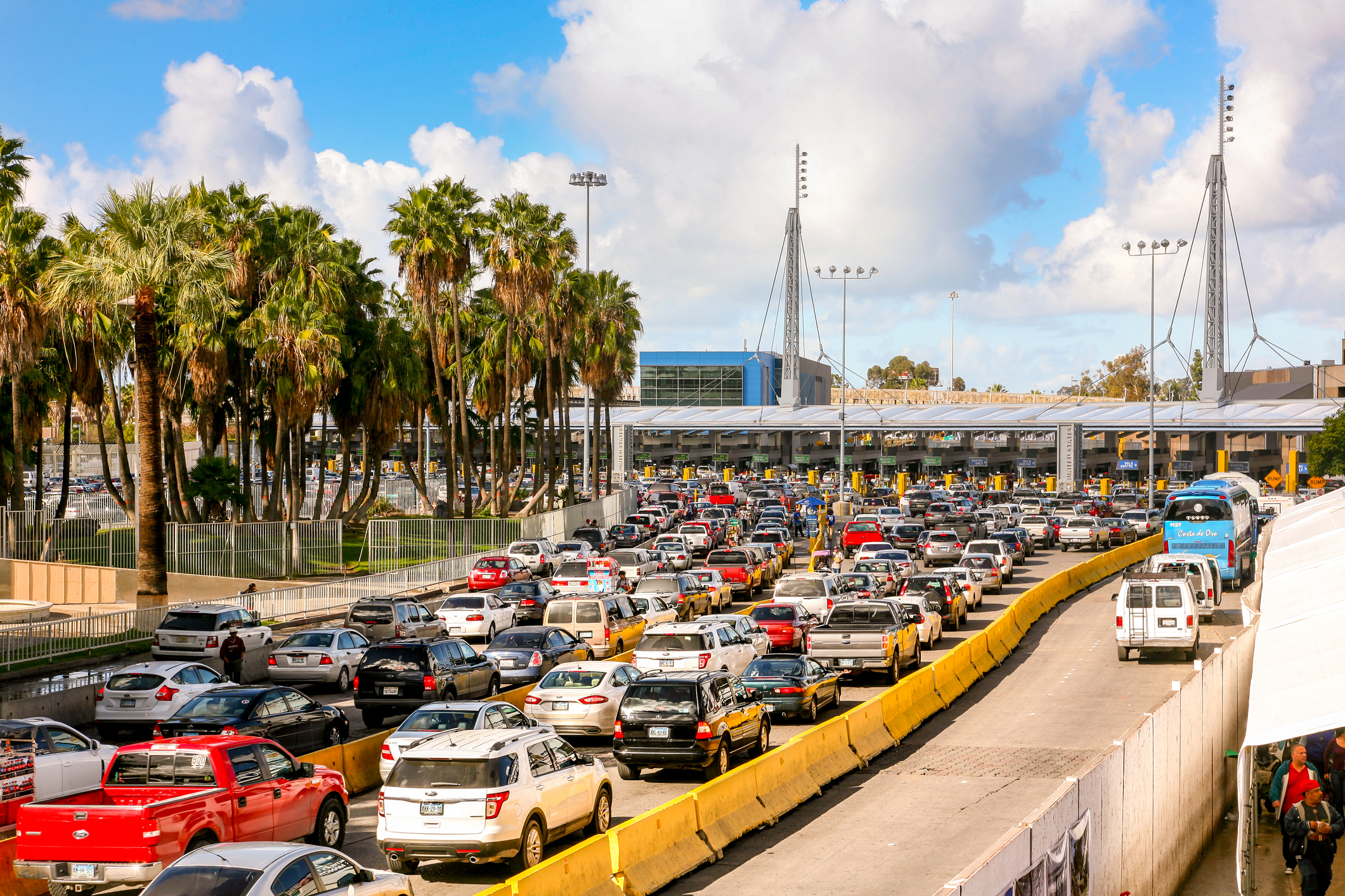 Tijuana, Mexico, December 13 - Hundreds of cars on the Mexican side are waiting to cross the border between Mexico and the United States, at the San Ysidro port of entry, in Tijuana.