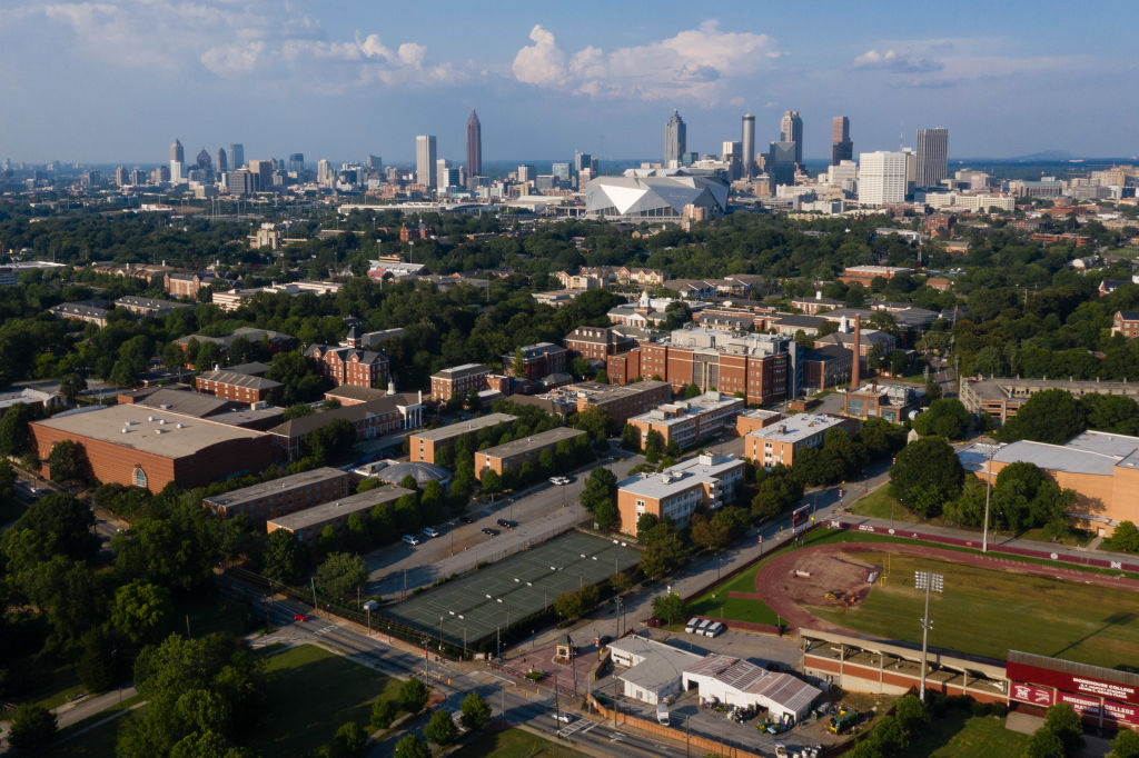 The Morehouse College campus stands in an aerial photograph taken over Atlanta, Georgia, U.S., on Sunday, July 19, 2020. The Morehouse Class of 2019 hit the American college equivalent of the lottery: Billionaire Robert F. Smith surprised its members at graduation with an extraordinary pledge to pay off their student debt. Photographer: Elijah Nouvelage/Bloomberg via Getty Images