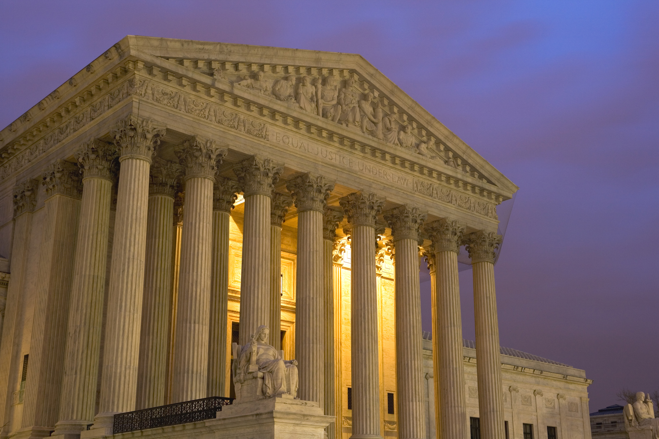 A photo of the United States Supreme Court at Twilight