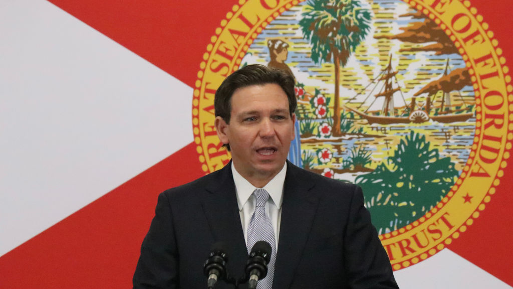 Florida Gov. Ron DeSantis speaks at a press briefing on January 31, 2023.