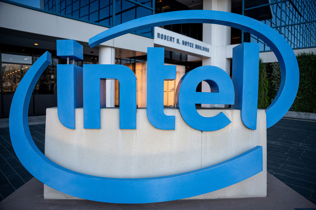 Signage outside Intel headquarters in Santa Clara, California, US, on Monday, Jan. 30, 2023. Intel Corp. fell the most since July after giving one of the gloomiest quarterly forecasts in its history. Photographer: David Paul Morris/Bloomberg via Getty Images