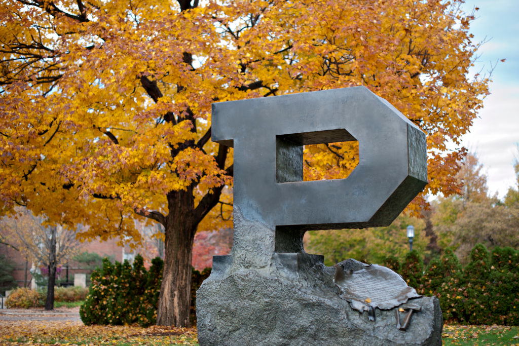 A large sculpture stands on the campus of Purdue University in West Lafayette, Indiana, U.S., on Monday, Oct. 22, 2012. Administrative costs on college campuses are soaring, crowding out instruction at a time of skyrocketing tuition and $1 trillion in outstanding student loans. At Purdue and other U.S. college campuses, bureaucratic growth is pitting professors against administrators and sparking complaints that tight budgets could be spent more efficiently. Photographer: Daniel Acker/Bloomberg via Getty Images