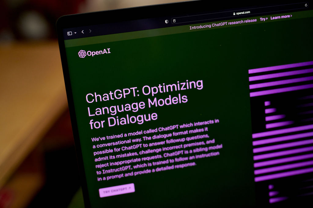 The OpenAI website ChatGPT about page on laptop computer arranged in the Brooklyn borough of New York, US, on Thursday, Jan. 12, 2023. Microsoft Corp. is in discussions to invest as much as $10 billion in OpenAI, the creator of viral artificial intelligence bot ChatGPT, according to people familiar with its plans. Photographer: Gabby Jones/Bloomberg via Getty Images