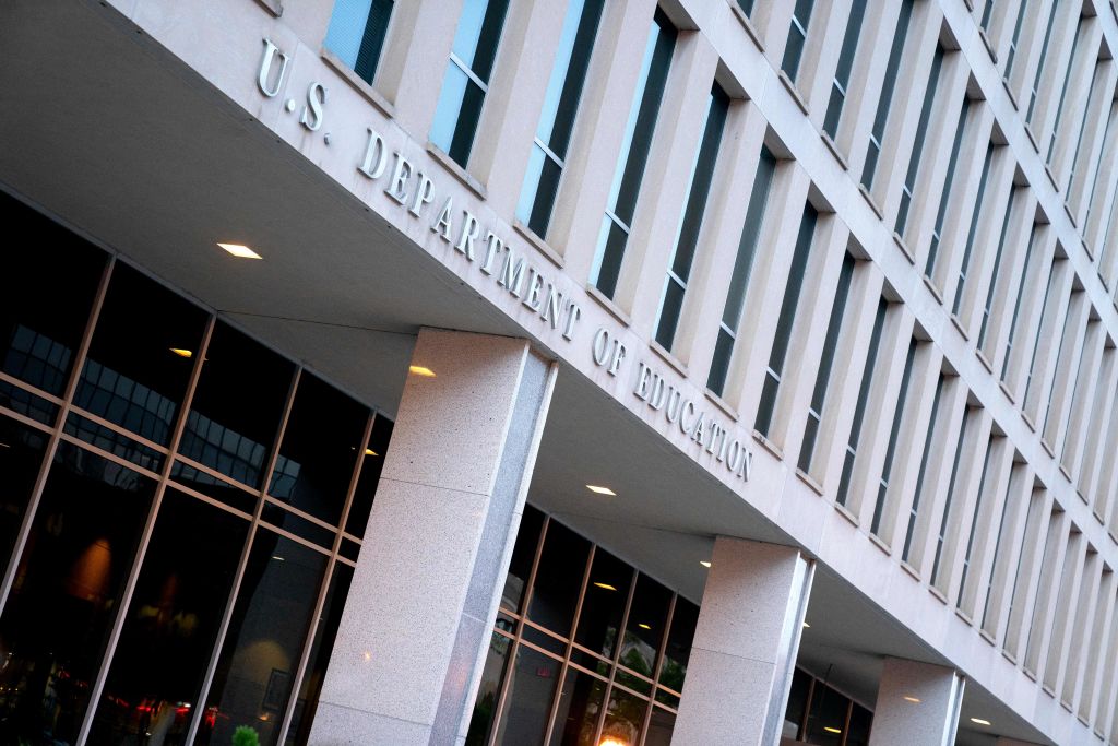 The Department of Education building in Washington, DC, on May 2, 2022. (Photo by Stefani Reynolds / AFP) (Photo by STEFANI REYNOLDS/AFP via Getty Images)