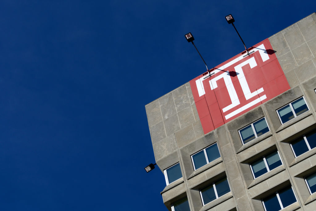 General view of campus life at Temple University, in Philadelphia, PA, on a frisk early spring day of March 27, 2019. To harness a further outbreak of the mumps the Philadelphia Health Department offers this week two free walk-in clinics to students, faculty and staff. The multi-campus public university is home to more than 40.000 students, as well as 4.000 academic staff. (Photo by Bastiaan Slabbers/NurPhoto via Getty Images)