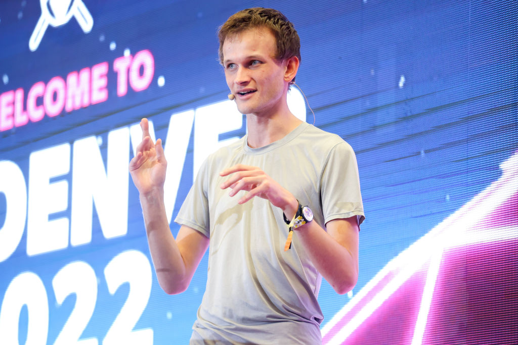 Ethereum co-founder Vitalik Buterin speaking at the ETHDenver event on February 18, 2022 in Denver, Colorado.