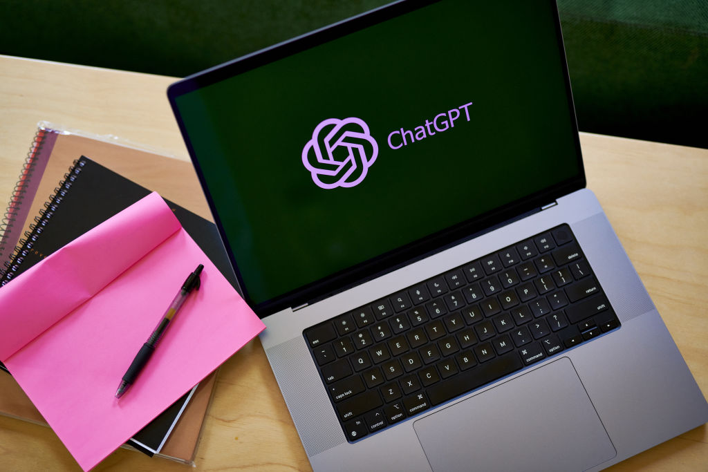 The ChatGPT logo on a laptop computer