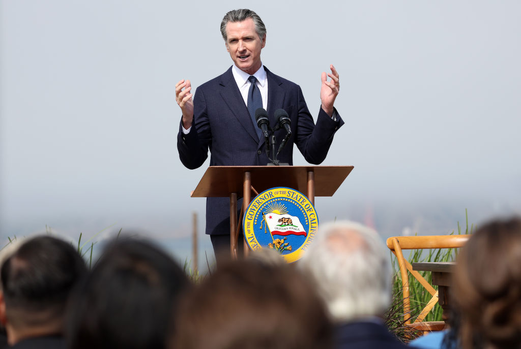 California Gov. Gavin Newsom speaks during a press conference