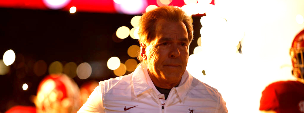 Head football coach Nick Saban of the Alabama Crimson Tide looks on during the Allstate Sugar Bowl at Caesars Superdome on December 31, 2022 in New Orleans, Louisiana.