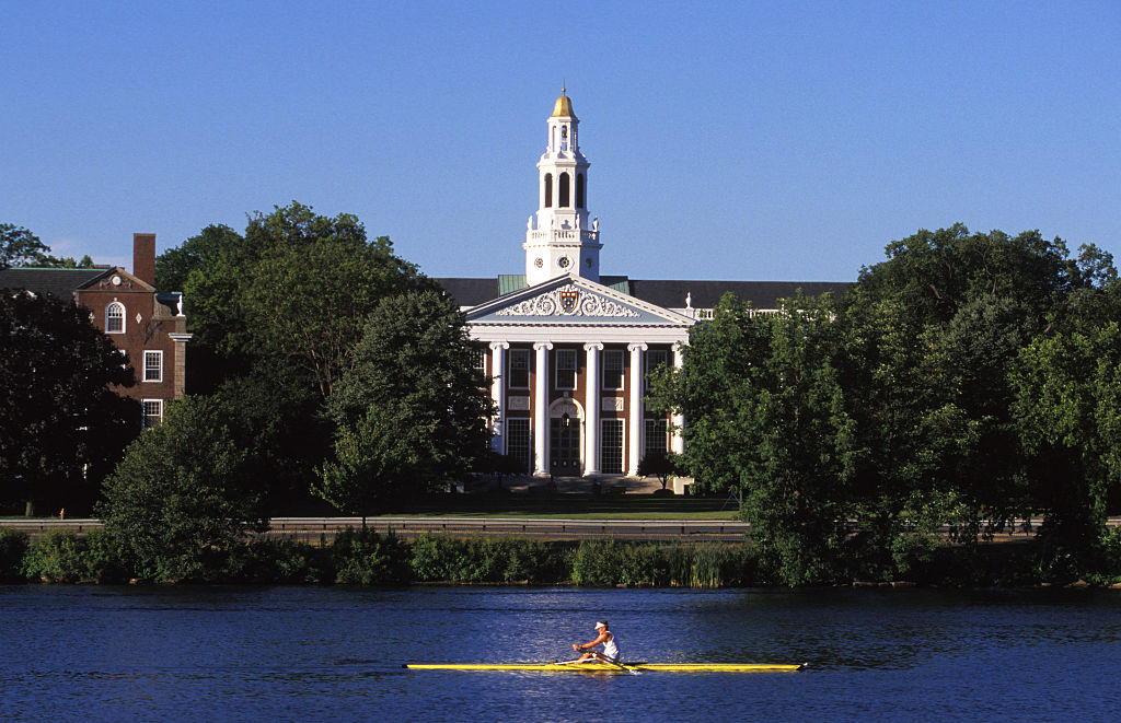 Harvard Business School building along Charles River