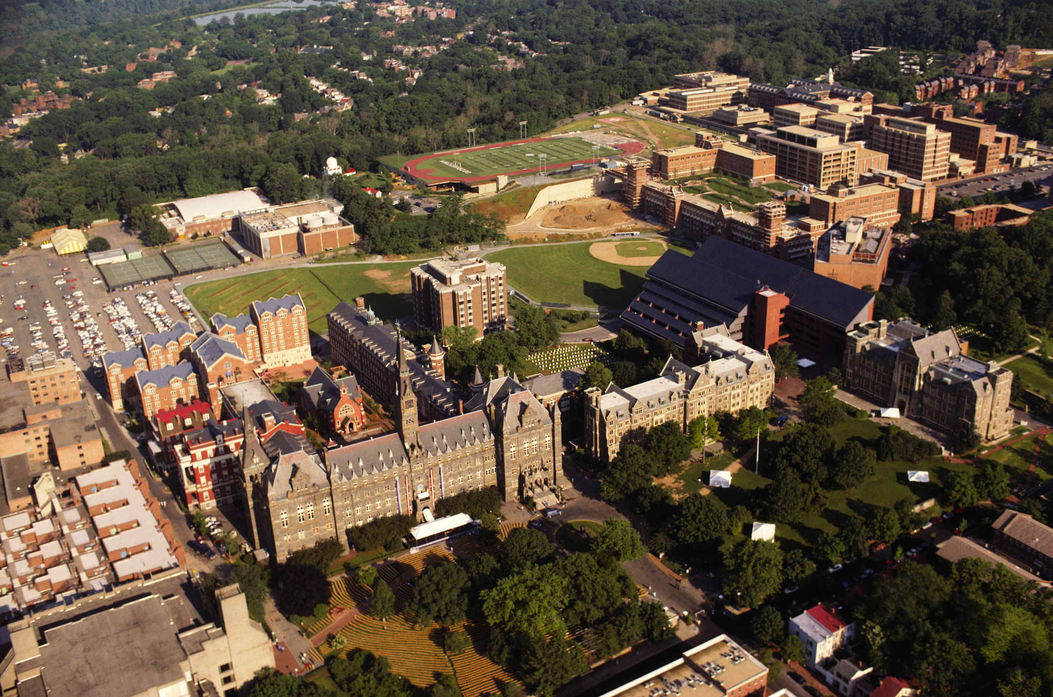 Aerial view of Georgetown University campus