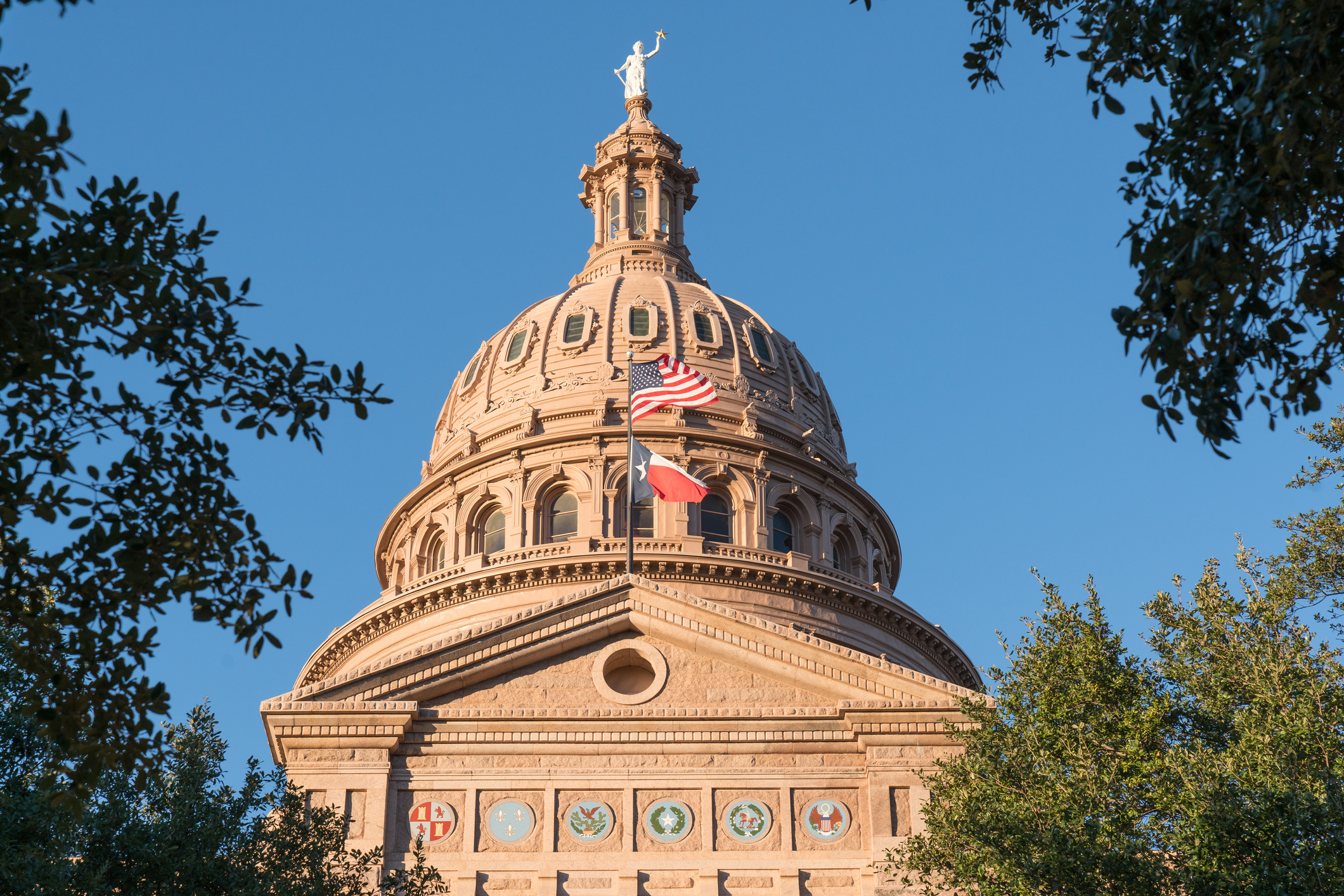 Dome of the Texas capitol building in Austin, Texas.