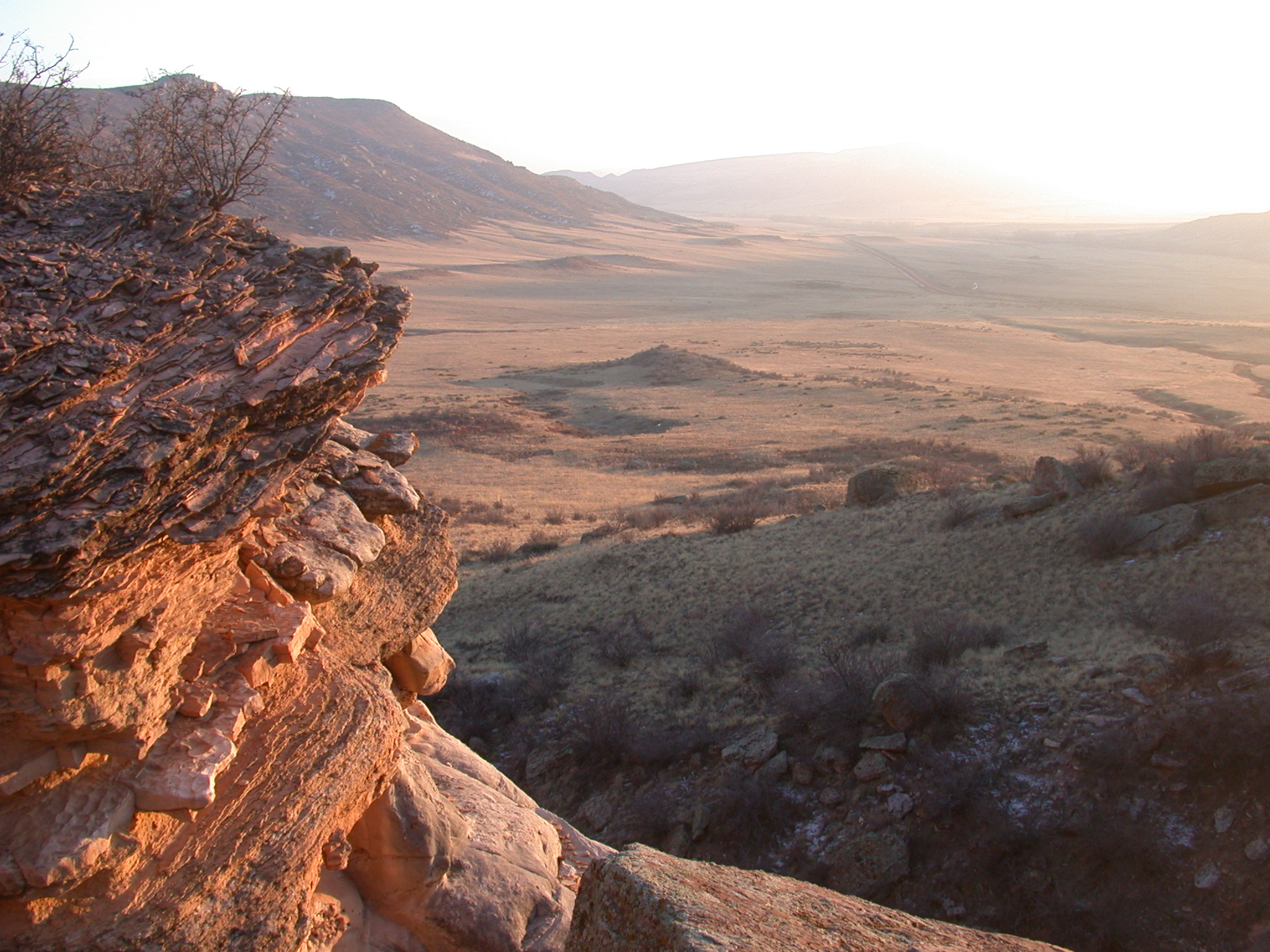 Northern Colorado front range vista with rocks in the fore ground.