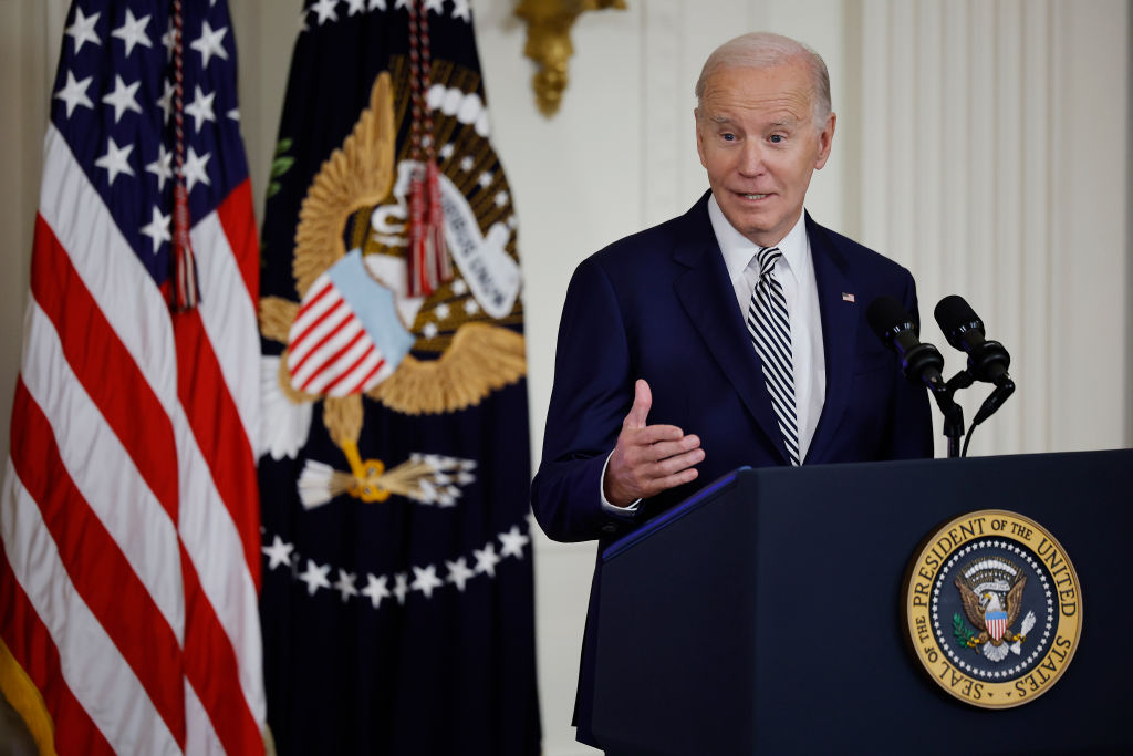 President Biden speaking at a podium