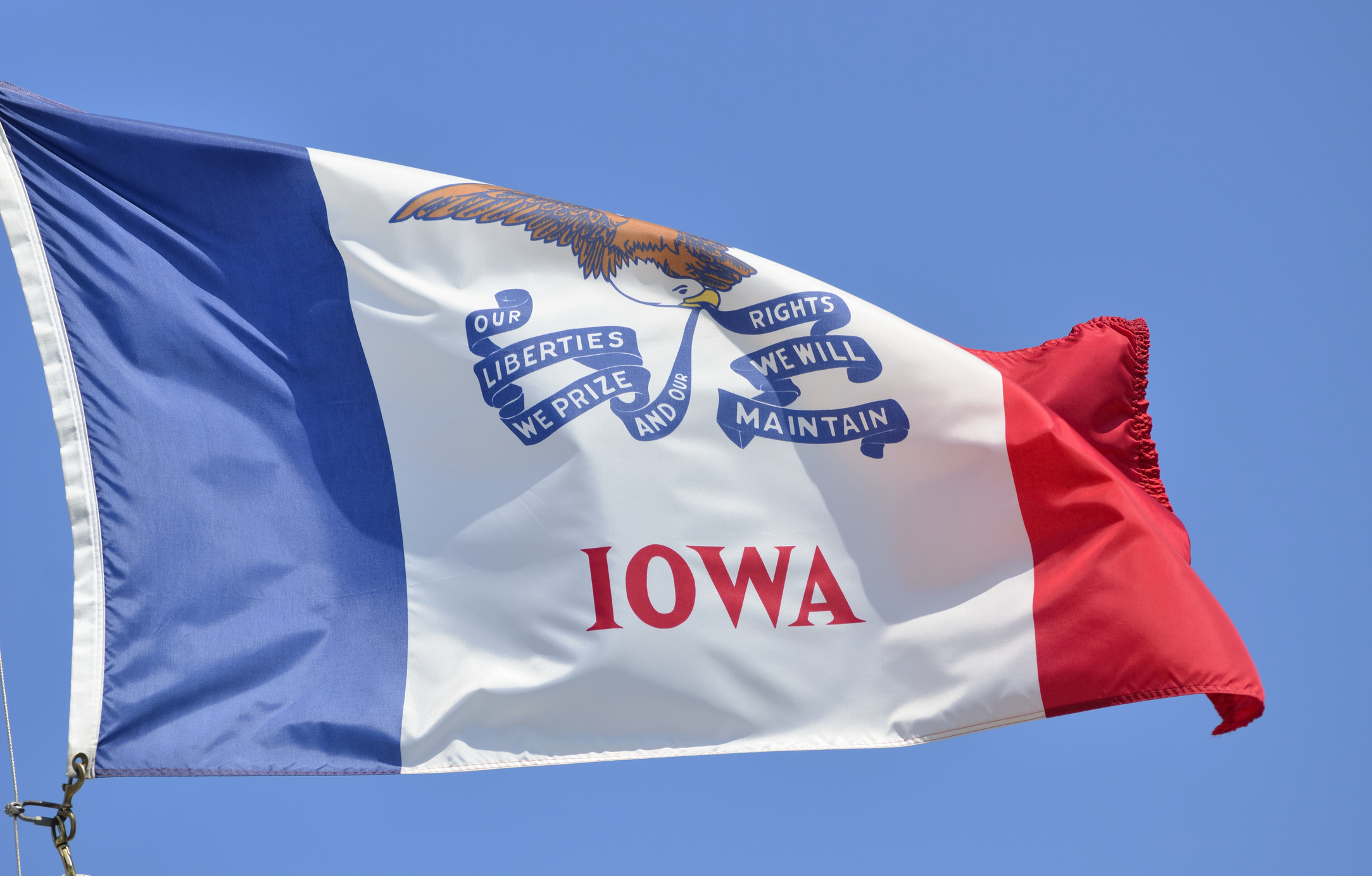 Iowa state flag waving