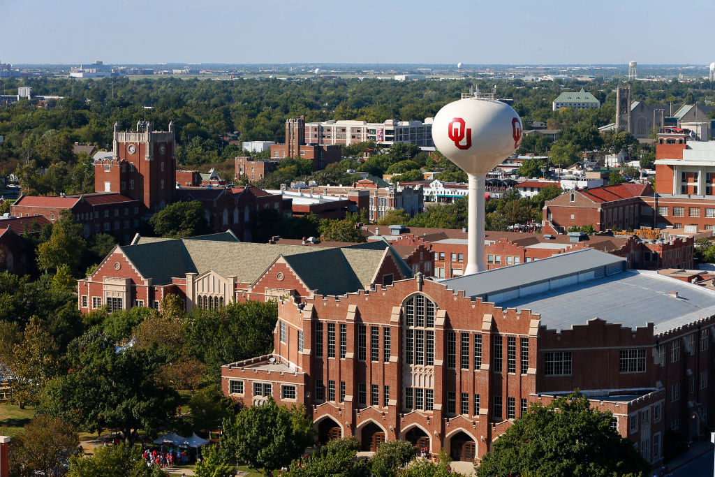 A general view the University of Oklahoma campus before a game between the Oklahoma Sooners and the Iowa State Cyclones