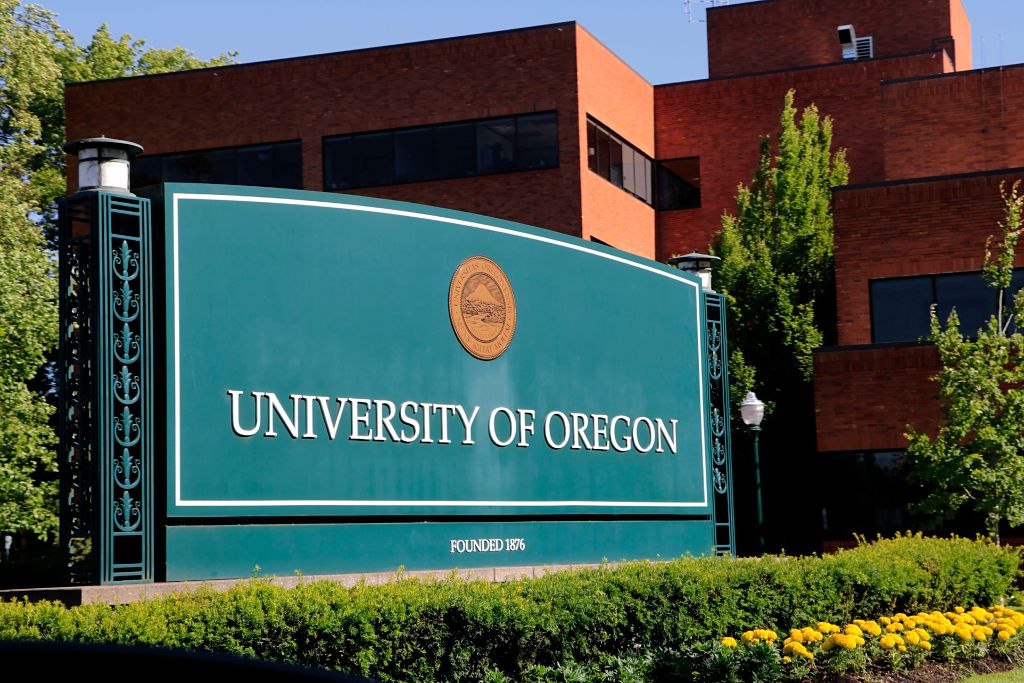 Entry sign to the University of Oregon in Eugene Oregon